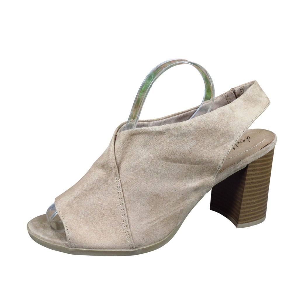 Dexflex Comfort Tilda Women Peep Toe Block Heel Sandal 9 Dress Tan Fabric